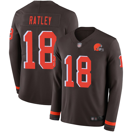 Cleveland Browns Damion Ratley Men Brown Limited Jersey #18 NFL Football Therma Long Sleeve